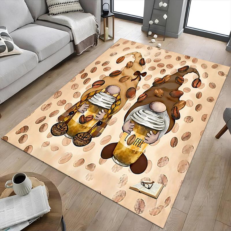 1PC Coffee Gnome Extra Large Non-Slip Floor Carpet, Office, Family, Bedroom, Studio - Large Area Rug Indoor Rugs, Vibrant Colors-A219