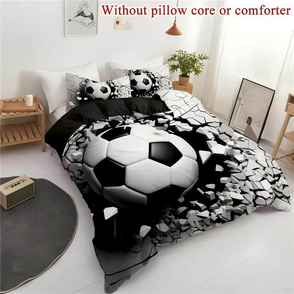 3D Visual Effect Football Impact Printing Bedding Set Sport Football Theme Quilt Cover Set Home Soft Comfortable Duvet Cover Set