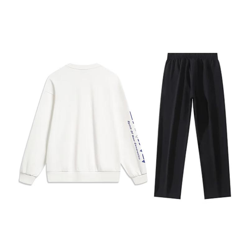 Li-Ning Letter Print American Fashion Loose Trendy Versatile Crew Neck Pullover Long Sleeve Sweatshirt Casual Sports Suit AWDUC45-1-AKL03-1