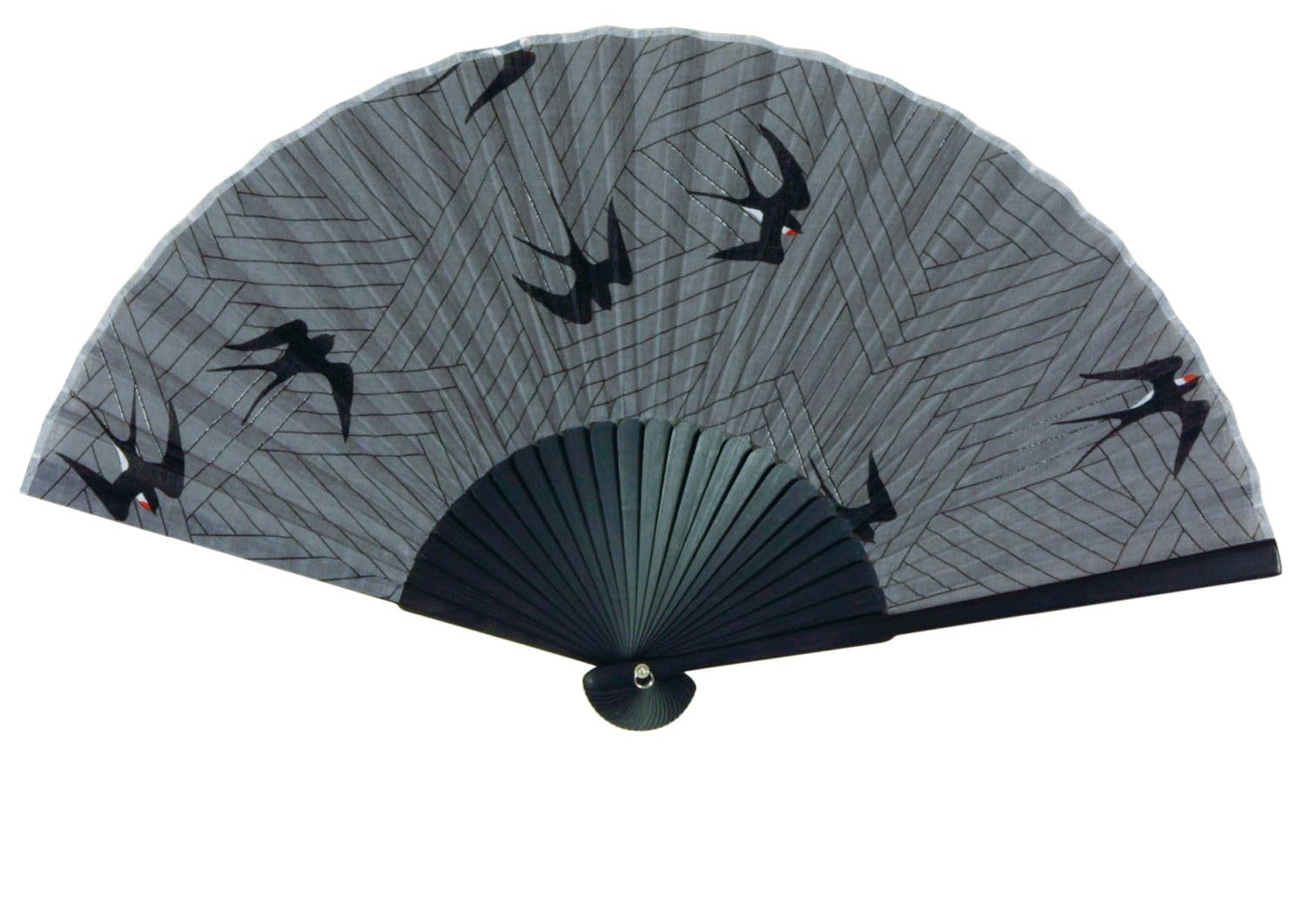 

Складной веер в стиле «банан» Yamamoto Jin Shoten с рисунком ласточки, серый [4089-A] Японский узор, Сувенир для туристов