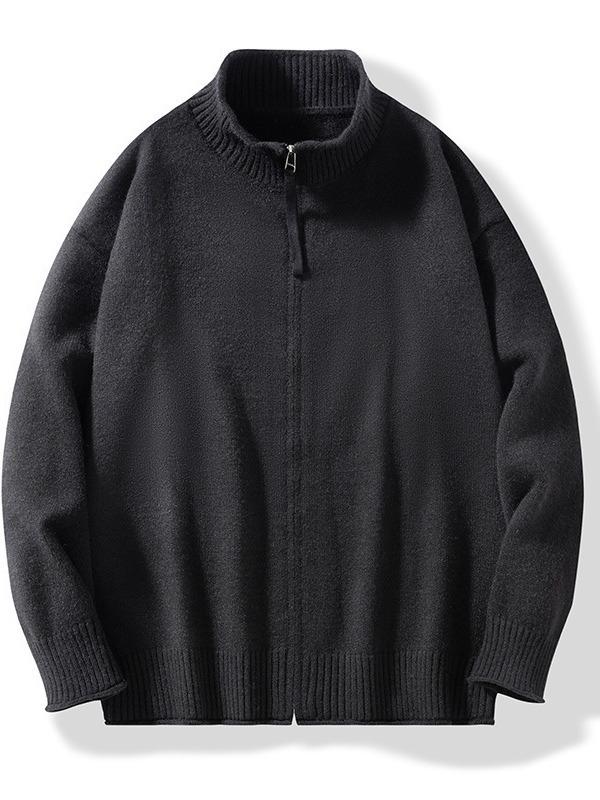 Spring and Autumn Stand Collar Zipper Cardigan New Style Men's Youth Casual Fashion Sweater Solid Color Warm Knitted Sweater