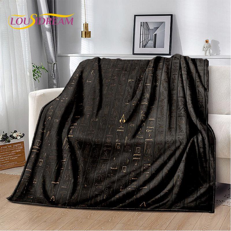 3D Egyptian Mythology Pharaoh Hieroglyphics Soft Plush Blanket,Flannel Blanket Throw Blanket for Living Room Bedroom Sofa Picnic