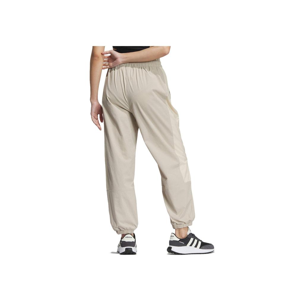 Adidas Originals Solid Mid-Rise Fitted Tapered Woven Pocket Casual Pants Women Pants Beige IP0743