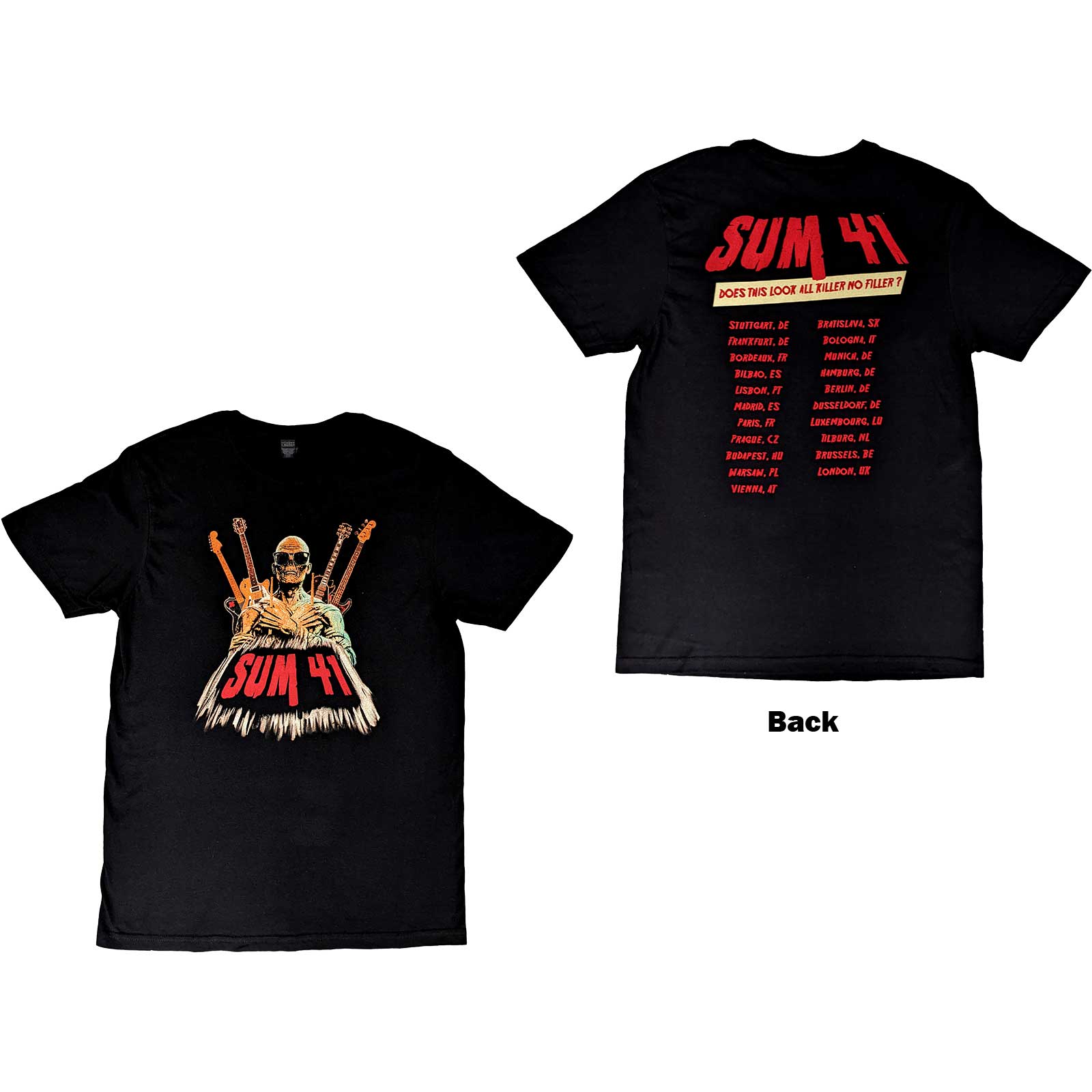 Sum 41 tshirt does this look like all killer no filler european tour 2022 offi L