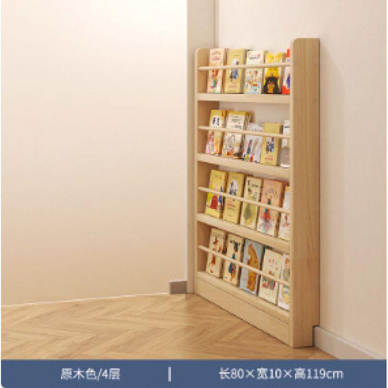 Behind the Door Bookshelf, Solid Wood Wall-mounted Storage Rack, Narrow Bookcase for Children's Rooms, Multi-layer Cabinet