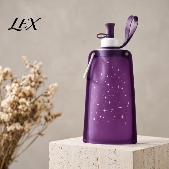 Lightweight Travel Bottle 500ML Collapsible Silicone Water Bottle, Portable Folding Drinking Bag, Pouch with Lanyard for Outdoor Hiking Cycling