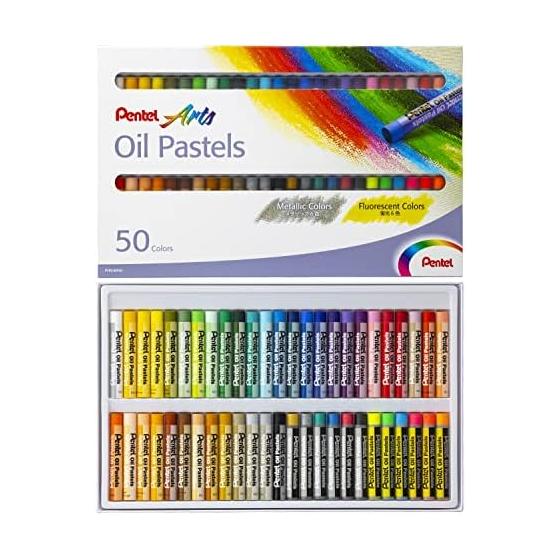 Масляная пастель Pentel 50 цветов, 6 металлических цветов, 6 флуоресцентных цветов PHN-MF50
