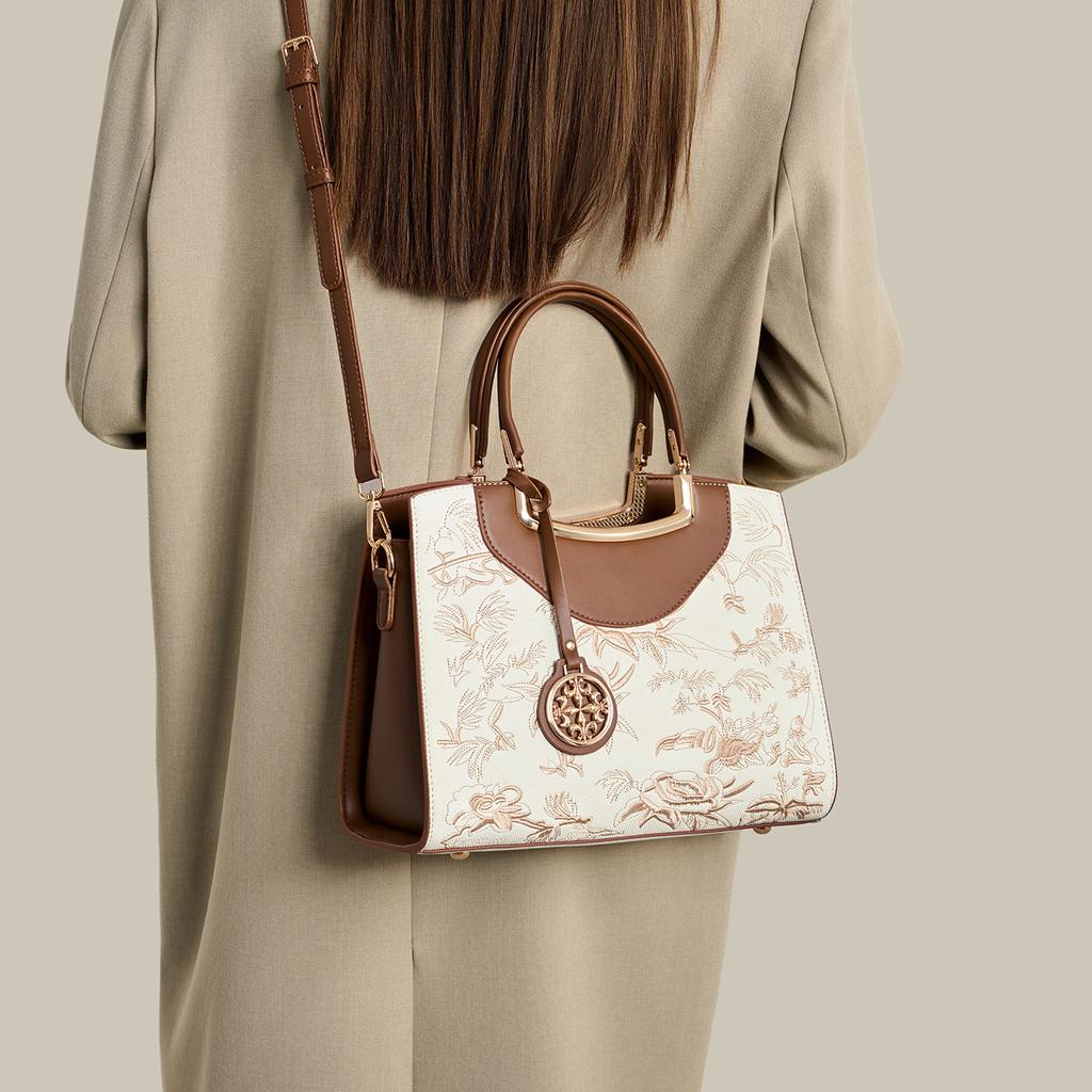 Handbag Women'S High-End Fashion Embroidery Shoulder Bag Large Capacity Mom Bag Tote Bag Tide