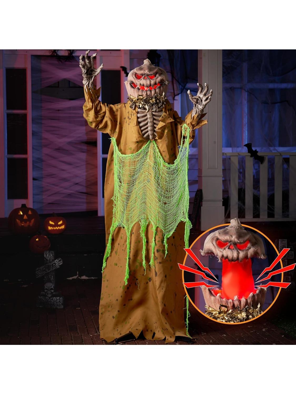 

JOYFY 67 Halloween Animated Pumpkin Ghost Decorations Outdoor with Pop Up Head for Graveyard Garden Party Yard Lawn
