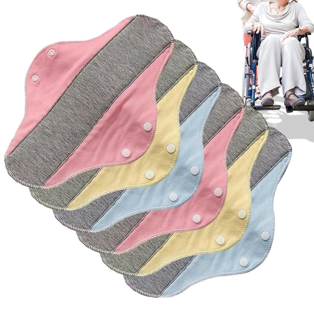 6pc Reusable Leak Proof Sanitary Pads Menstrual Cloth Pads Washable Breathable Period HeavyFlow Night Use Elderly Underwear Pad