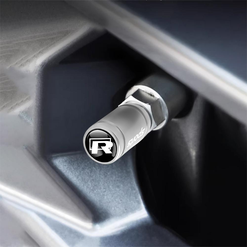 CAT1 Volkswagen Golf Rline Polo GTI R Badge 4Pcs Metal Car Wheel Tire Valve Caps Cover Accessories for VW Jetta Touareg CC Passat MK7