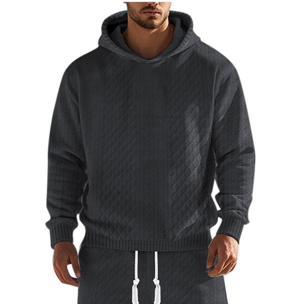 Pánské mikiny, Pletené, S kapucí, Dlouhý rukáv, Nadrozměrné mikiny s kapsami, Podzimní streetwear