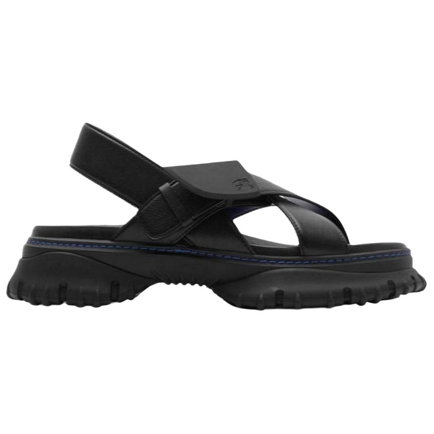 Burberry Pebble Leather One Strap Sandals Women's Black 80906501