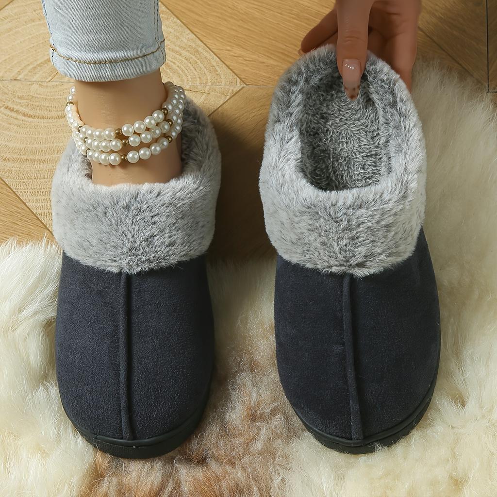 [Plush Slippers] Thick Plush Mid-Strip Minimalist Slippers | Stylish Home Indoor Bedroom Floor Slippers for Men and Women