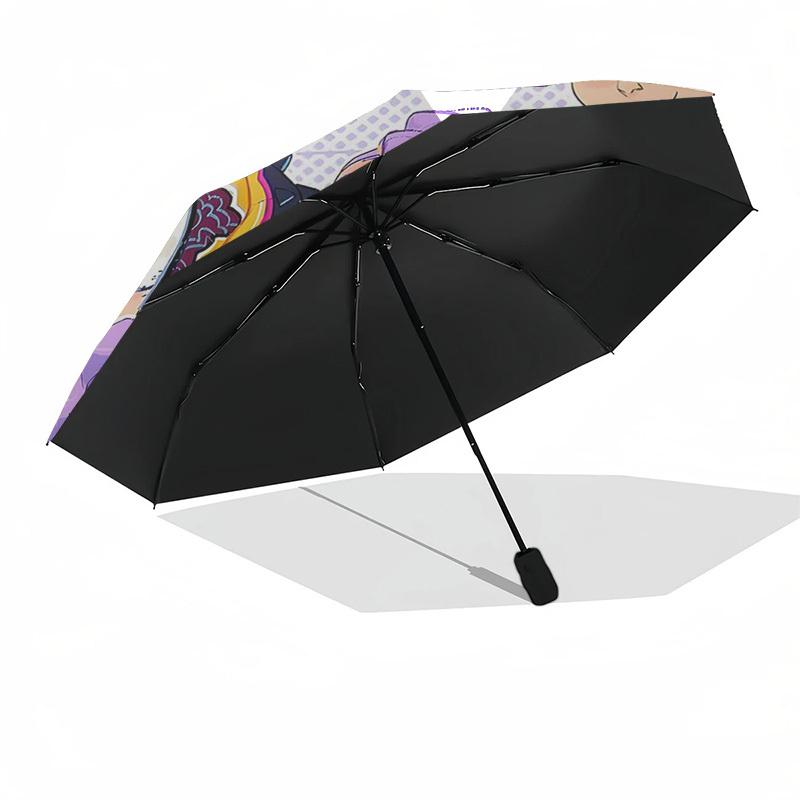 1pc Outdoor Umbrella with Cartoon Character Print - Automatic Opening/Closing, Portable 3-Fold Design, 8-Rib Iron Frame - Perfect Gift for Fans,