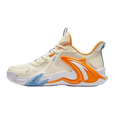 Zapatillas de Baloncesto para Niños Air Space Cómodas Versátiles Amortiguadoras Duraderas Caña Baja Zapatillas de Baloncesto para Niños Blanco Roto Naranja A312421106-3