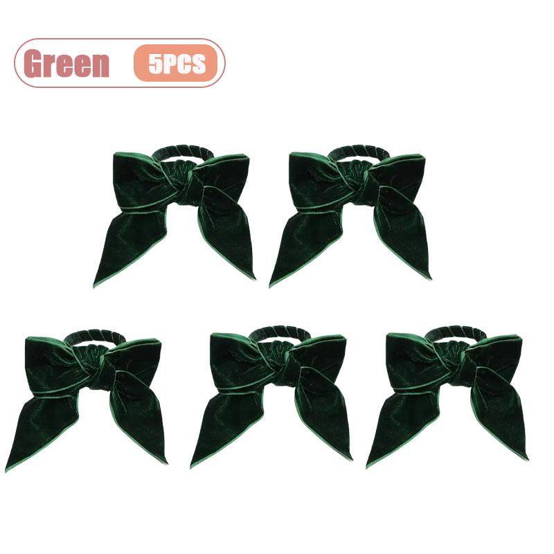 Holiday Christmas Bow Napkin Rings Red and Green Velvet Napkin Holders Festive Table Setting Tissue Rings for New Year