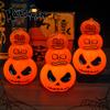 Halloween Linterna de Calabaza de Tres Cabezas Linterna de Vela de Mano Decoración de Ambiente Luz de Ambiente