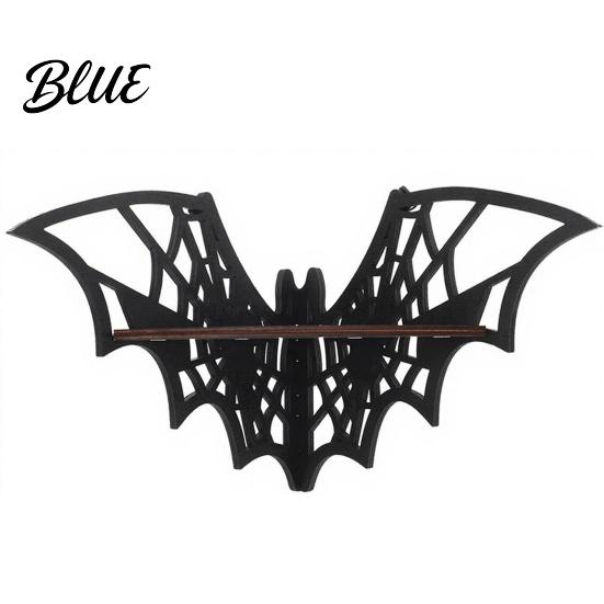 Wall Mounted Organizer Halloween Bat Corner Shelf Decorative Wooden Mount Display Dark Academia Decor Spiderweb Design Gothic Floating Rack for Home,