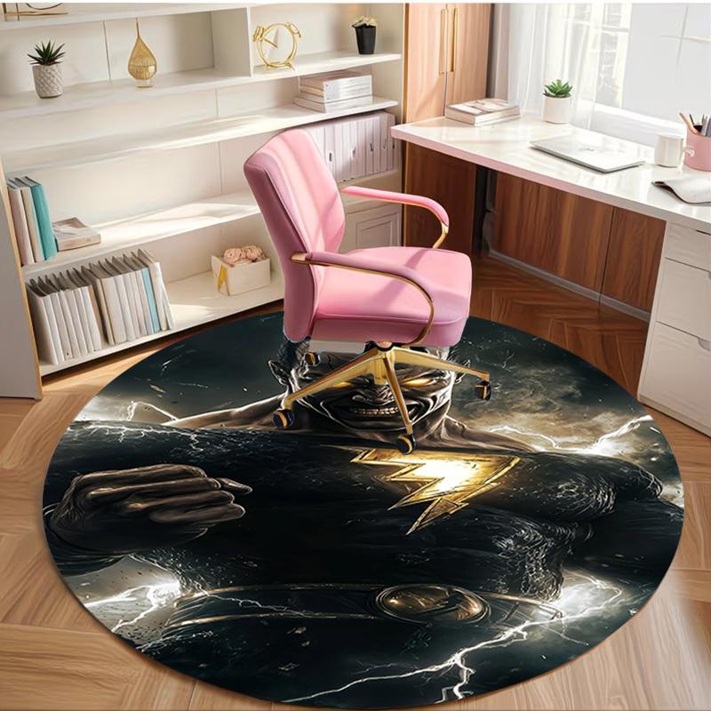 Black Adam Print Round Rug, Washable Floor Carpet, For Entryway Dorm Laundry Room Office Study, Home Decor Birthday Christmas Gift