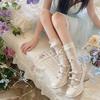 Lace Stacking Socks Cover Mesh Thin Summer Medium Tube Ballet Style Leg Cover White Bow Calf Socks Female Long