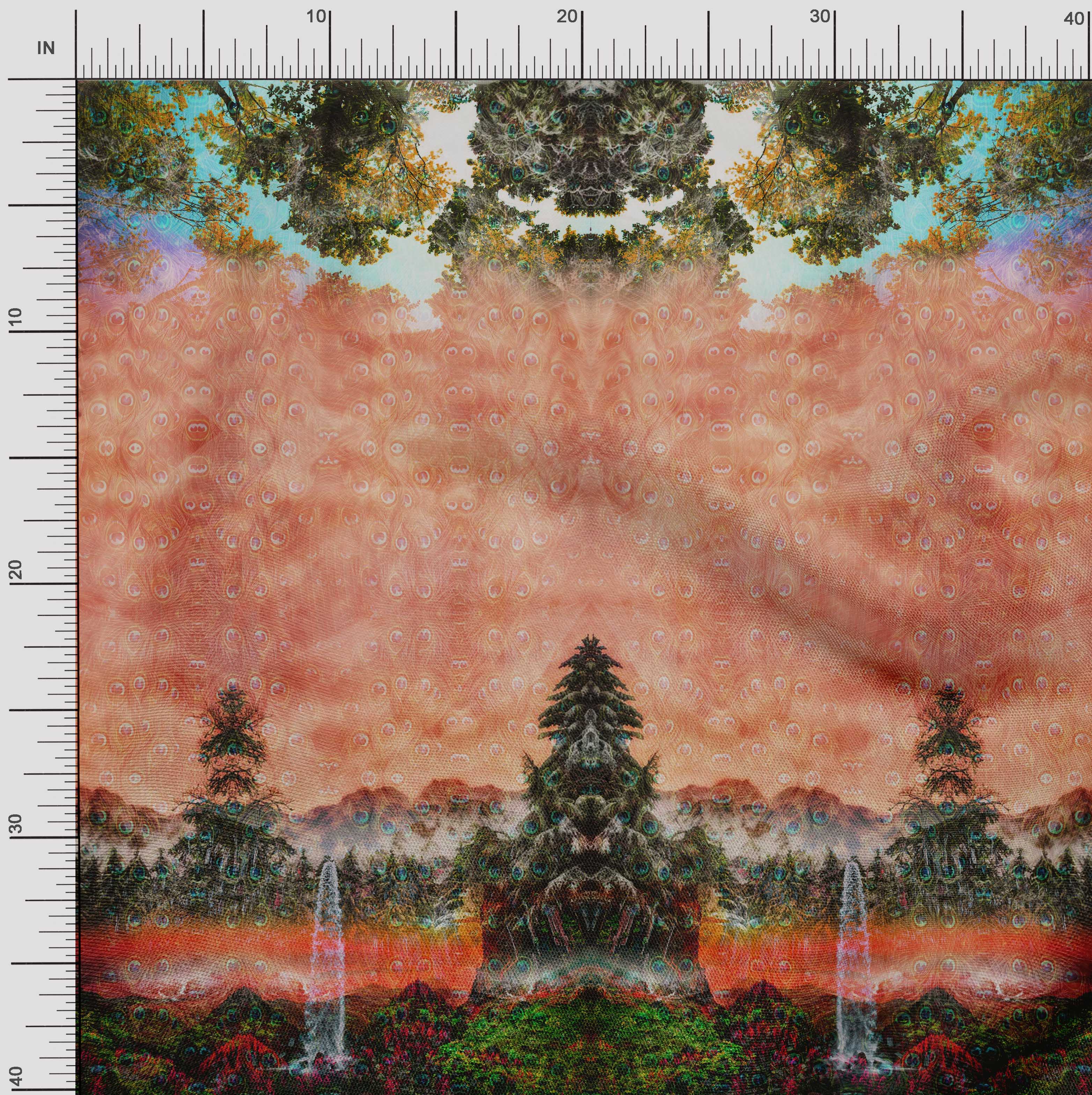 

Японська креп-сатин Soimoi Тканина з принтом на панелі павича 1 метр 42 дюйма 42 Inch Wide - Poly Crepe коричневий