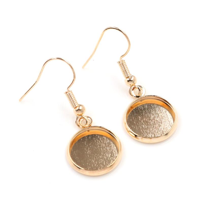 10 Stück 12mm Tablett-Fassung Cabochon Ohrhaken Rohling Fassung Runder Anhänger Ohrbasis Komponenten Für DIY Glas Cameo Schmuckherstellung