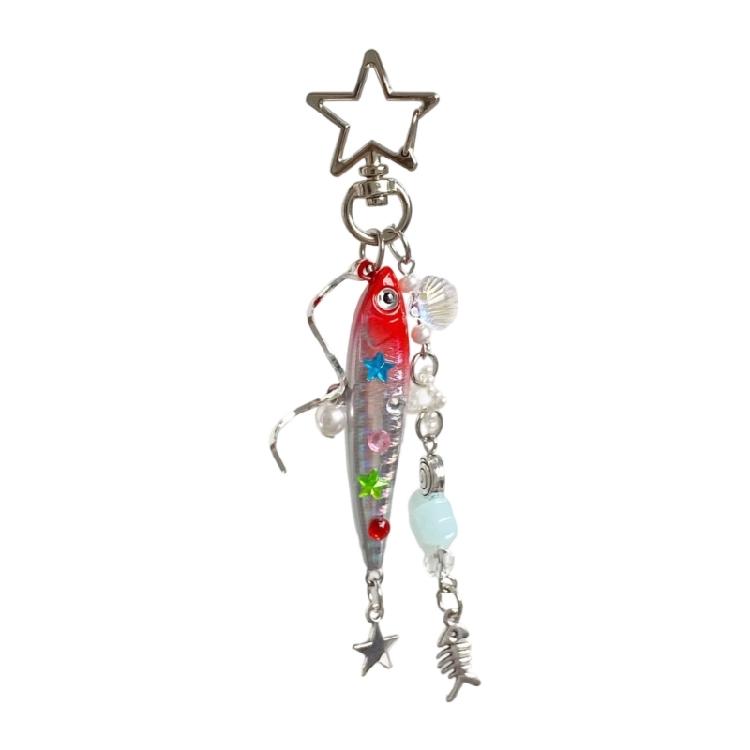 

Articulated Marine Animal Keychain Accessory Smooth Swinging Tail Effect Multi Purpose Jewelry Item for Gifts красный