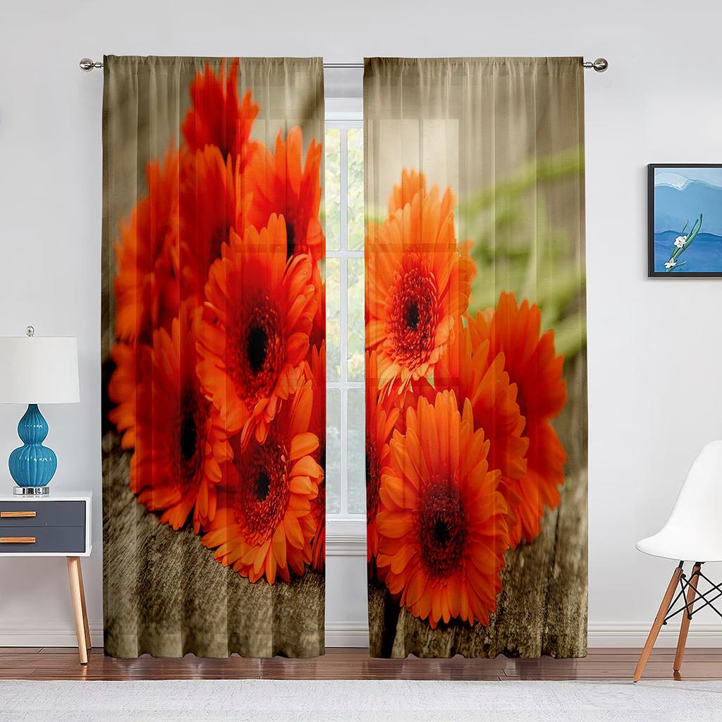 Weiße Blütenstaubgefäße Nahaufnahme Transparenter Voile Vorhang Fensterdekoration für Wohnzimmer Schlafzimmer Dekor Vorhänge Chiffon Tüll Vorhang