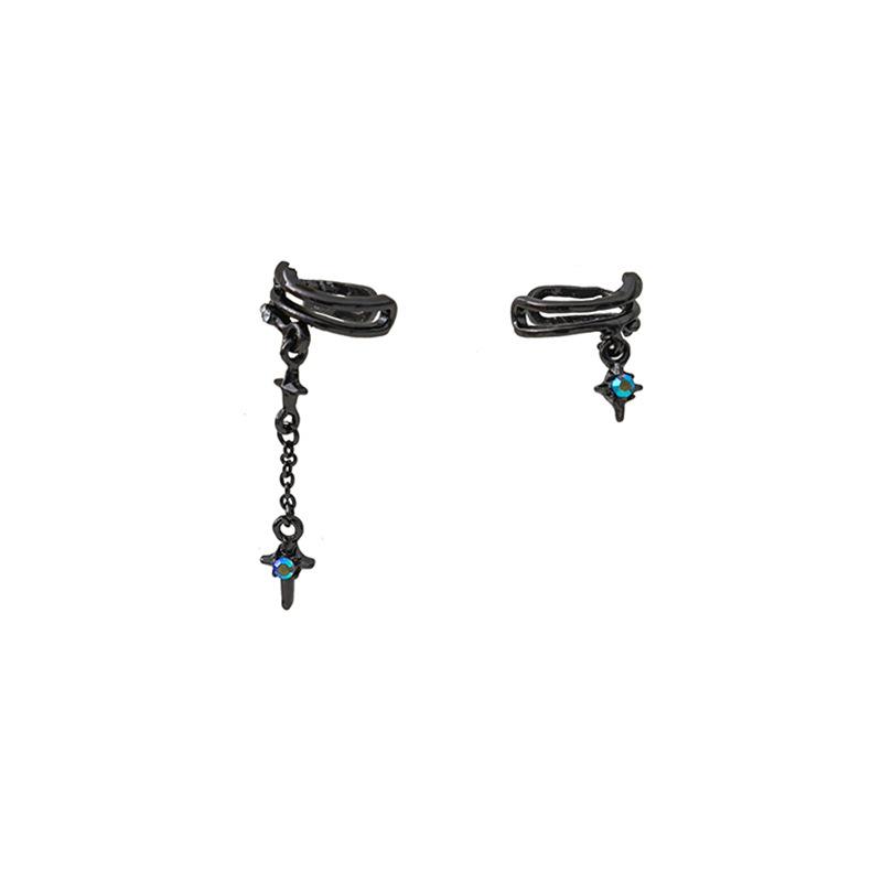 Asymmetrical Star & Cross Tassel Ear Clips for Women