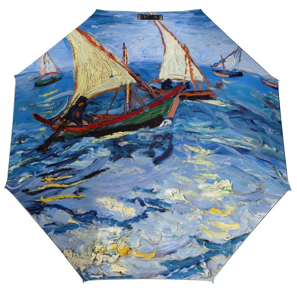 Vincent Van Gogh Paraply Landskapsmönster Sol Anti-UV Paraply Stark Mode Automatiskt Utomhus Målningsparaply