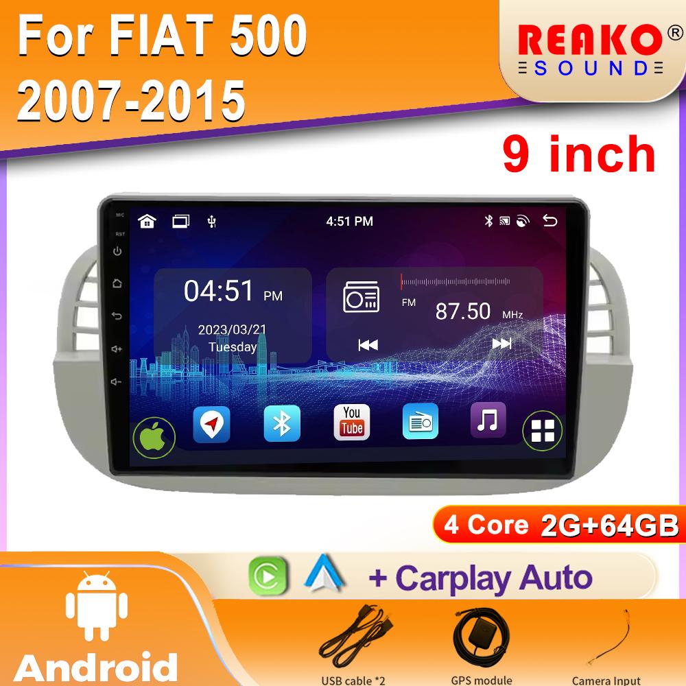 Radio auto Android 2K pentru Fiat 500 2007 - 2015 Player video multimedia auto Navigație stereo GPS Carplay Autoradio DSP