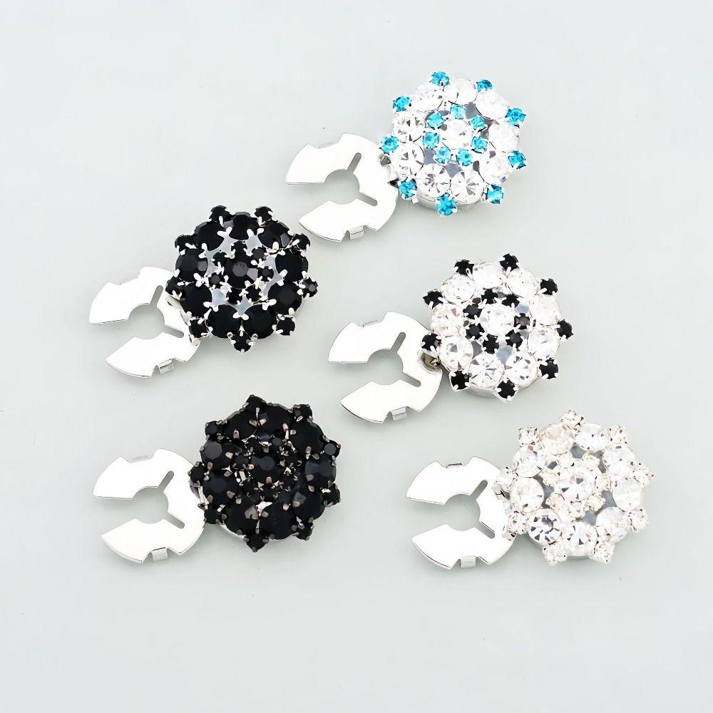 Sparkling Clip-On Buttons Flower Zinc Zinc Alloy Clip Button Fashion Rhinestone Button Covers  Party