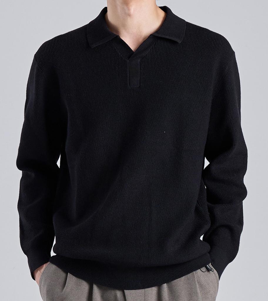 Beoteunseoul Wool Blend Open Collar Knit (Black)