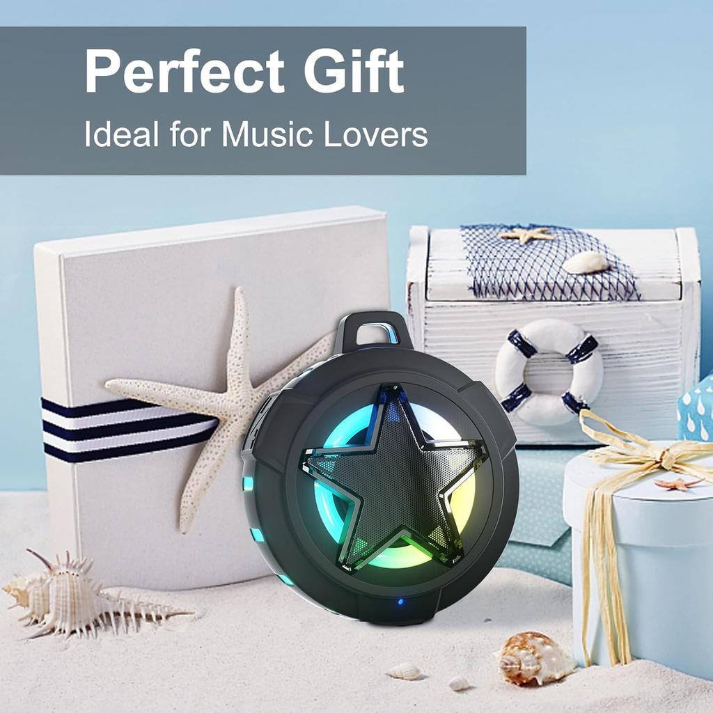 EBODA Bluetooth Shower Speaker, IP67 Waterproof Portable Speakers, Floating, TF Card, Small Outdoor Speaker with LED Light, True Wireless Stereo for