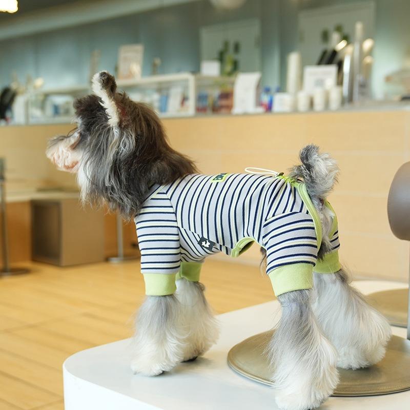 Striped Casual Four-legged Base Layer Small Dog Pet Clothes Dog Clothes Autumn-winter Clothing Four-legged Clothing