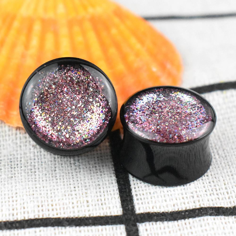 

2 шт. 6-50 мм 1 пара блестящие черные тоннели и плаги для ушей с двойным расширением, пирсинг ушей, расширители, тоннели для растягивания, украшения для тела 6mm розовый