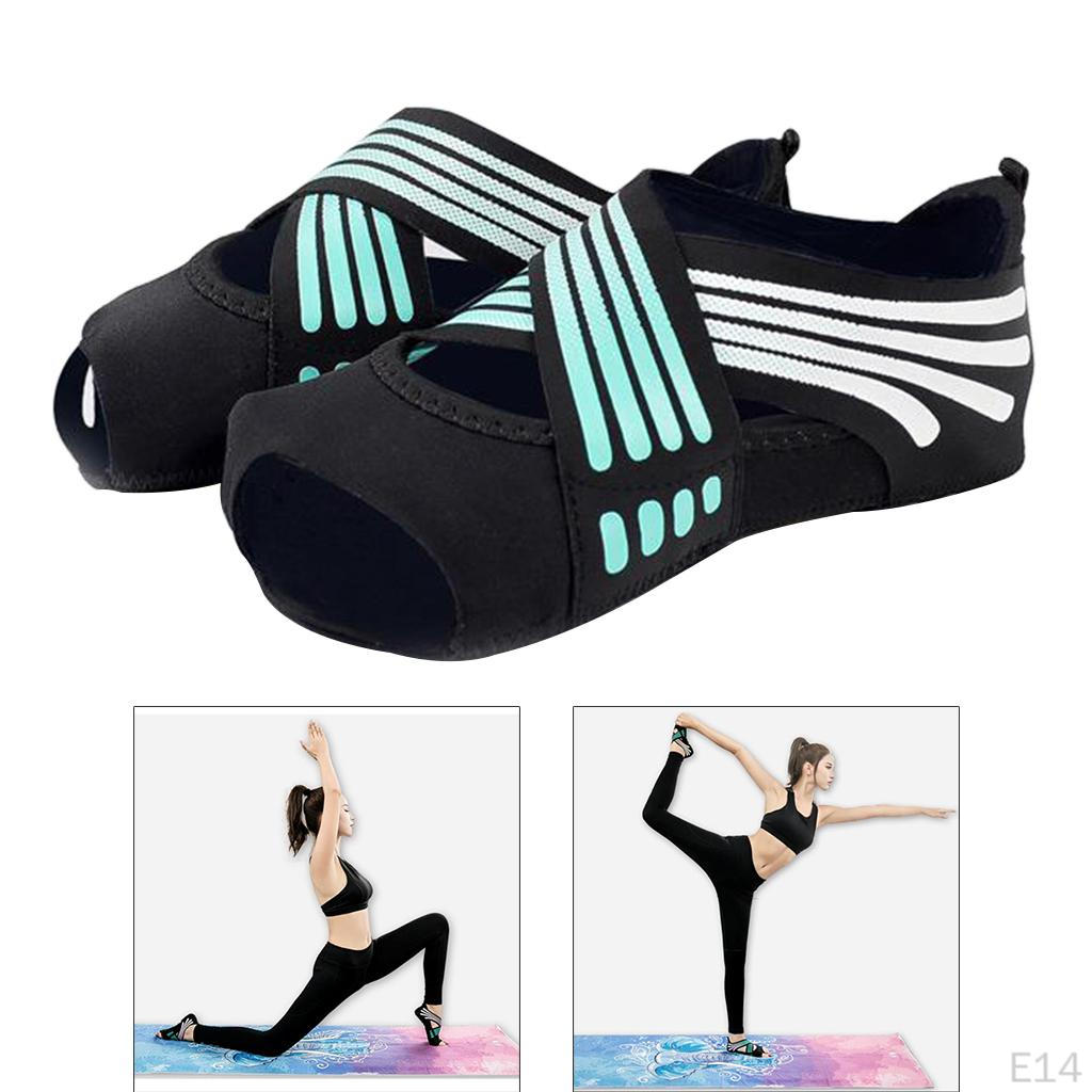1 Pair Non Women Yoga Shoes Pilates Grip Socks for Physical Activities, Exposed Half Toes