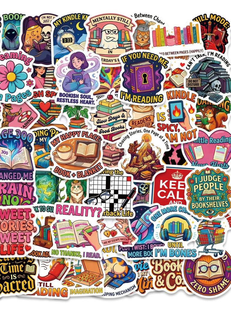 56/112 Pcs Colorful Creative Reading Theme No Repeat Stickers DIY for Phone Notebook Stationery Box Helmet Car Bookshelf Decals