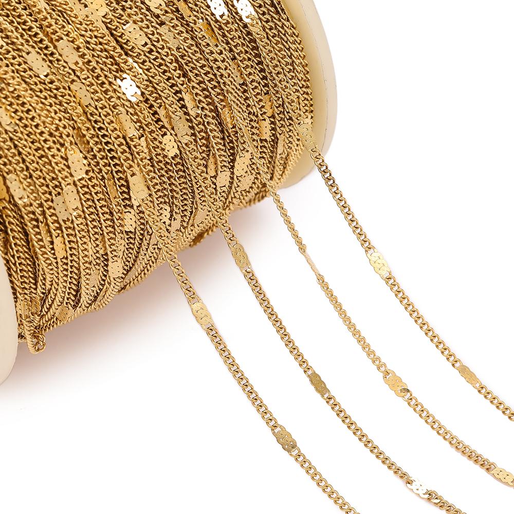 1Meter/Pack Stainless Steel Link Chains Bulk Gold Color Necklace Chains for DIY Bracelet Necklace Jewelry Making Accessories