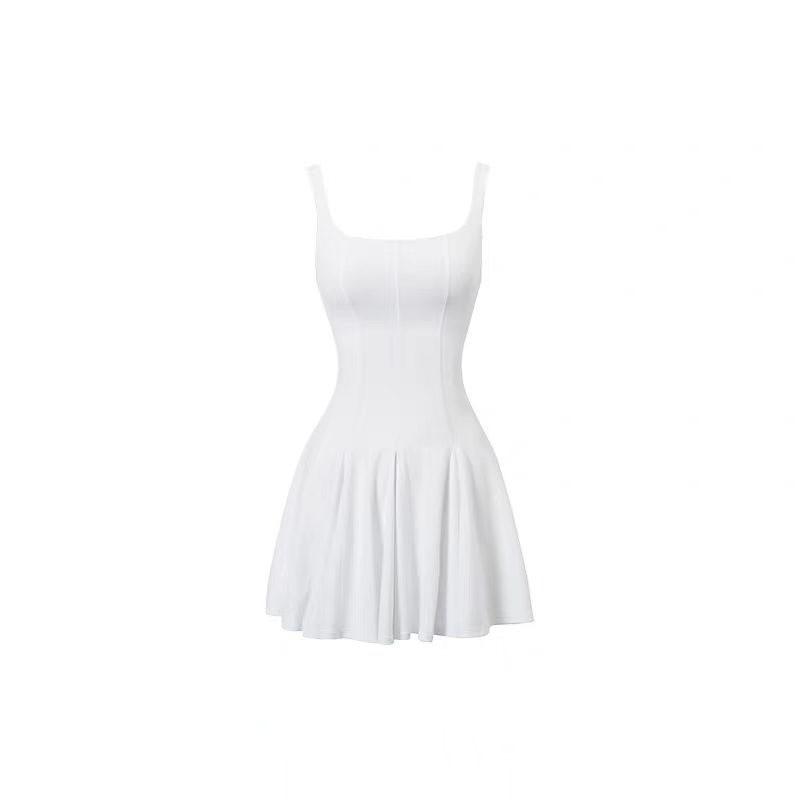 Womens Tennis Dress With Built-in Bra Pad Breathable Mesh Panel Flowy Skirt Hem Yoga Badminton Sport