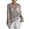 Spring Summer New See-through Hollow Out Long Sleeve Knit Cover Up Sexy Versatile Beach Cover Up for Women Europe America