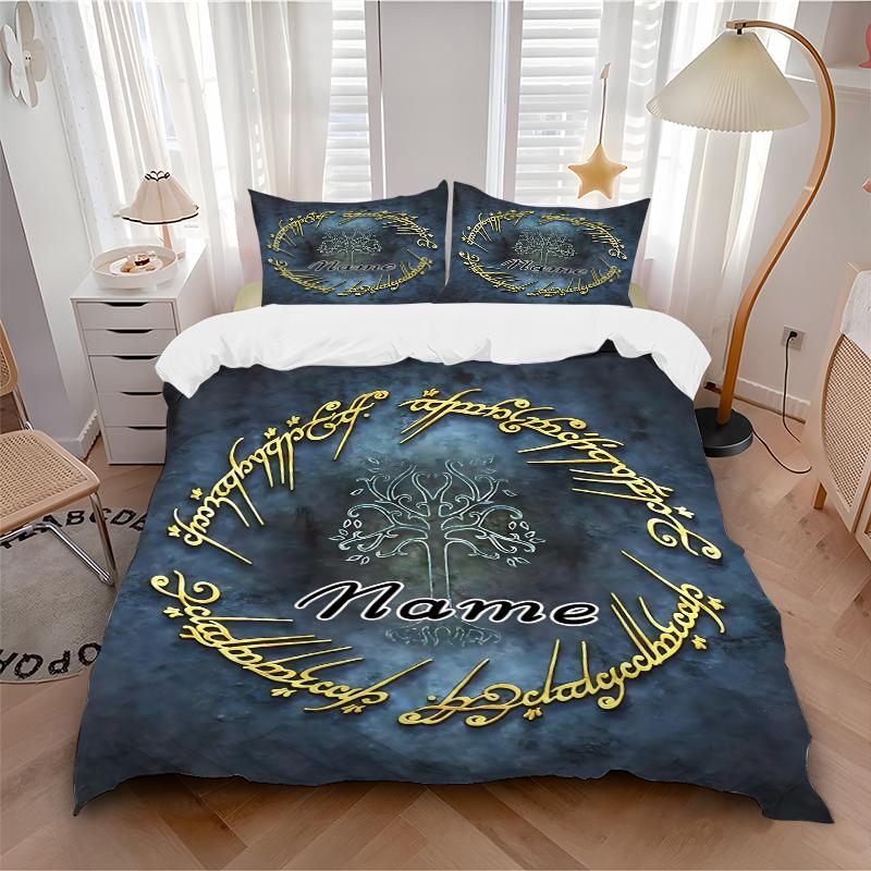 Custom Textile Golden Bedding 3 Piece Set HD Print Duvet Cover Pillowcases for Teens Adult Bedroom Decoration