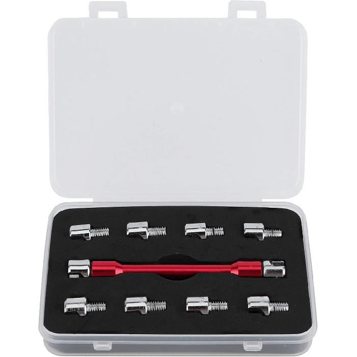 Motorcycle Spoke Wrench Set, CNC 5.0-6.8mm, 93mm/3.7in for Most Bikes(Red)