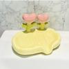 Ceramics Creative White Yellow Flower Decor Soap Dish Non-slip Soap Holder Cute Storage Soap Rack Bathroom Accessories