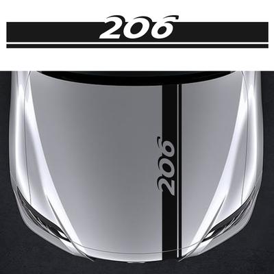 Car Styling Hood Cover Trim Engine Bonnet Decals for Peugeot 206 Automobile Decoration Graphic Vinyl Stripe Stickers Accessories