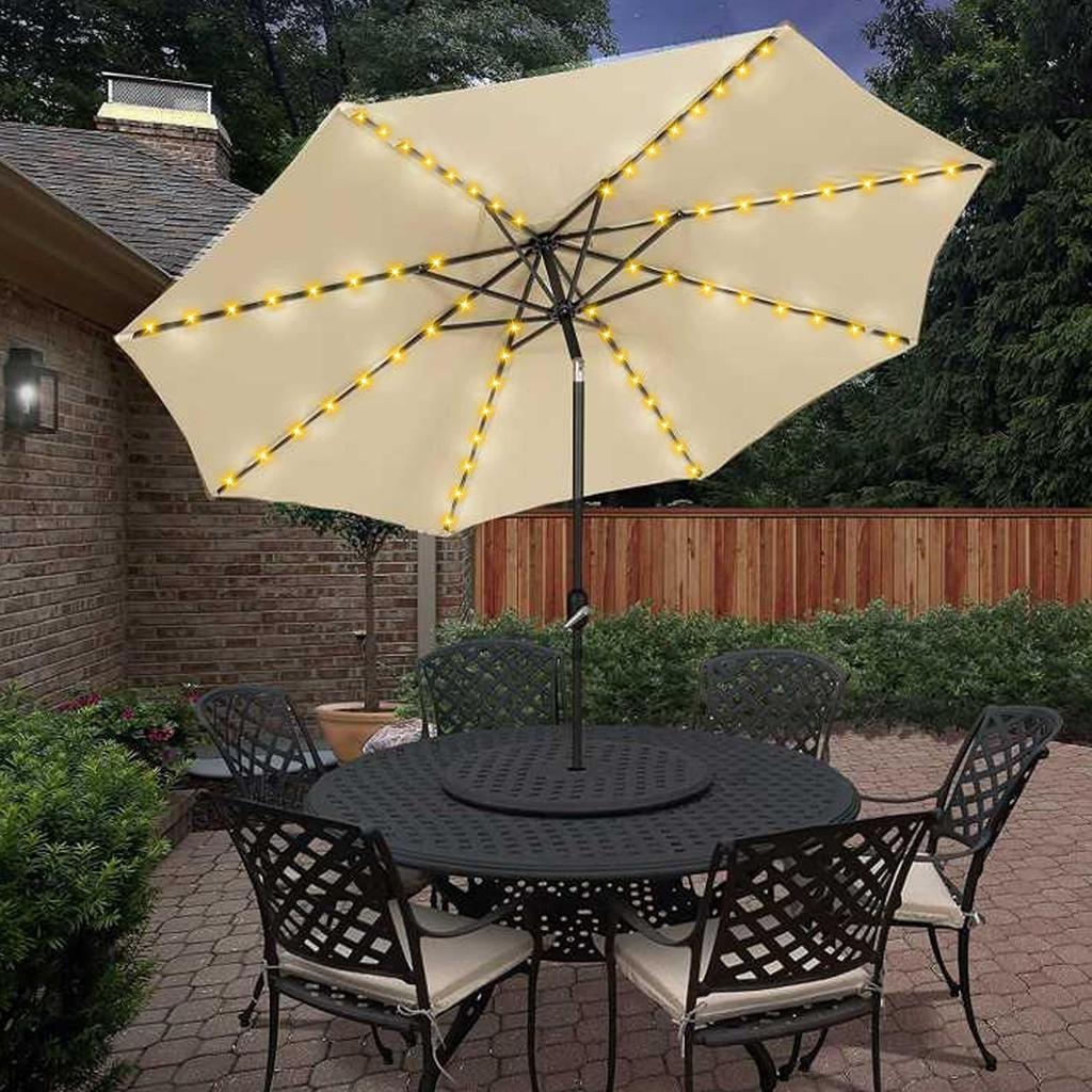 Solar Powered Umbrella Light With 8 Strings Waterproof LED String Lamp Creates Magicals Ambiance For Patio Garden, Deck Nights