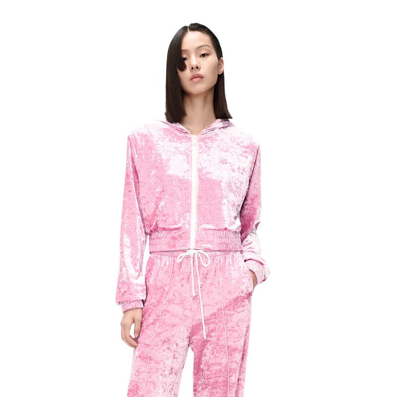 

MO&Co. Shimmer Velvet Contrast Trim Hooded Jacket S