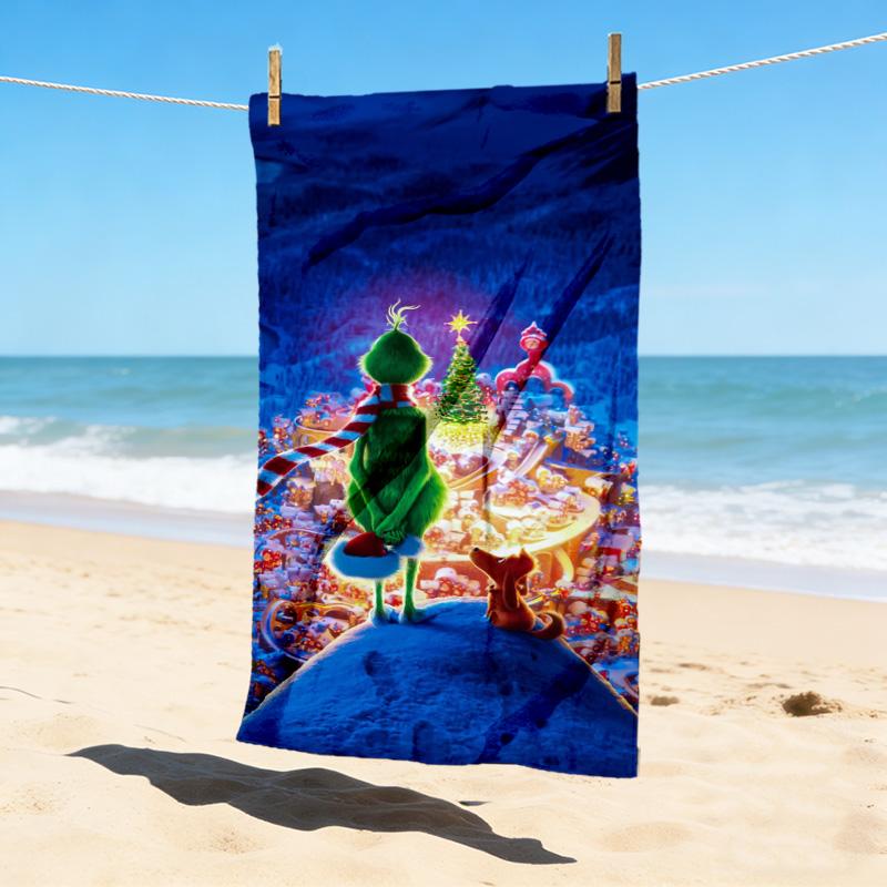 Grinch Christmas Stylish Digital Printing Beach Towel Quick Drying Absorbent Blanket For Beach Pool Gym Travel Christmas Gift C9211451
