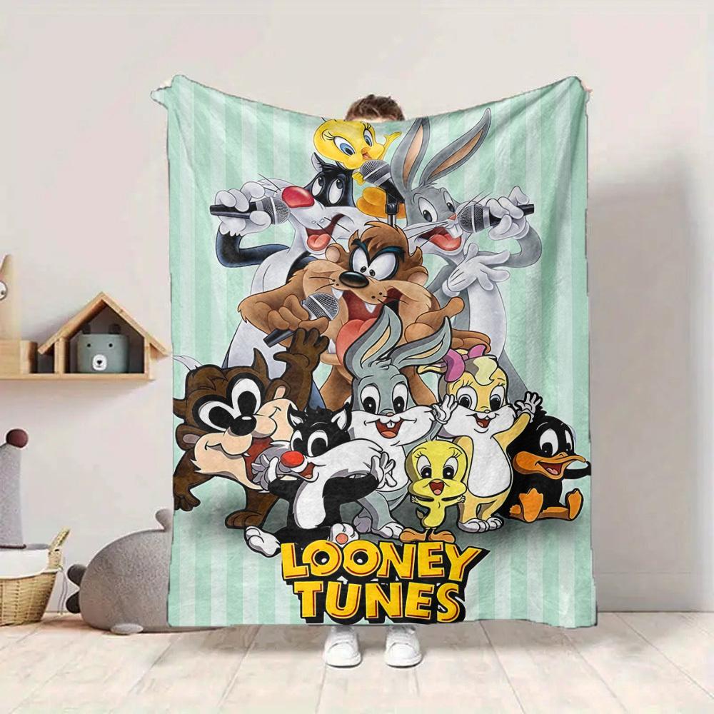 1pc Looney Tunes Characters Flannel Throw Blanket Lightweight Soft Warm All Season Blanket for Sofa, Bed, Travel,L1029010